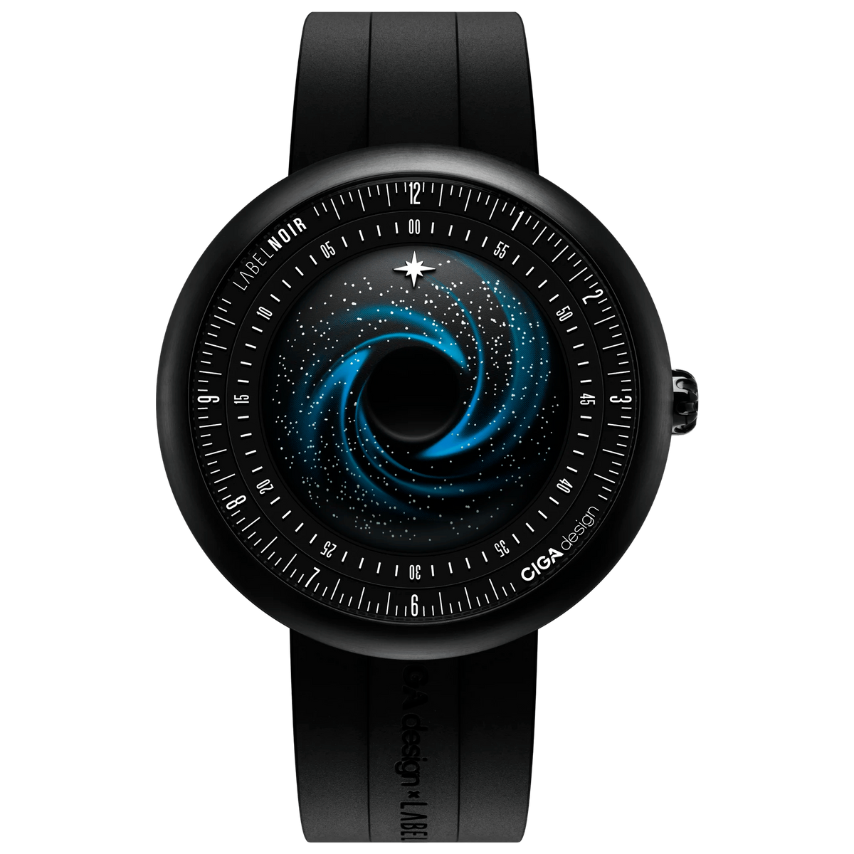 CIGA design X LABEL NOIR AUTOMATIC WATCH BLUE PLANET II · BLACK STAR EDITION