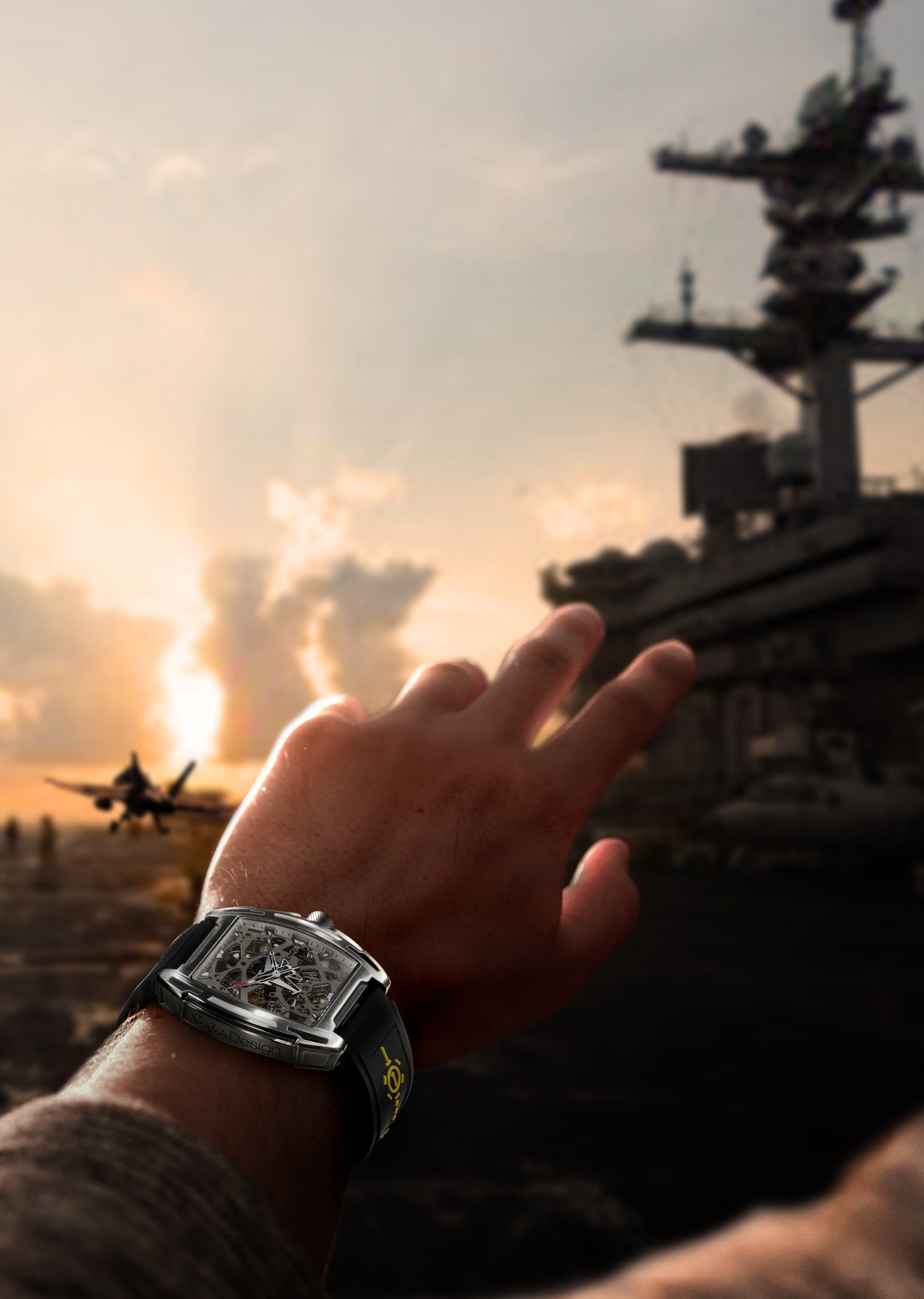 Aircraft Carrier Black Wristwatch